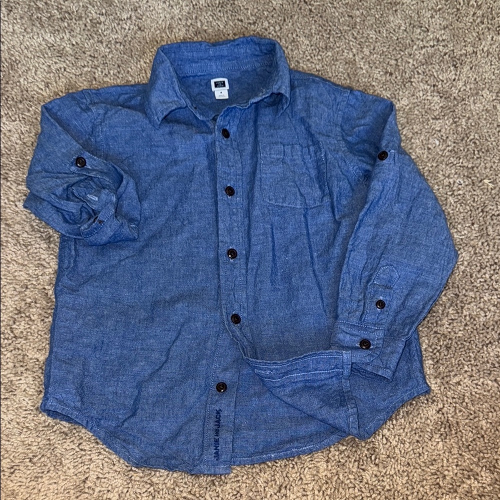 Janie and Jack Denim-Style linen and cotton blend Shirt size 4